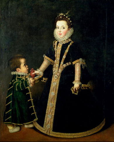 Portrait of Margaret of Savoy with Dwarf (1595)